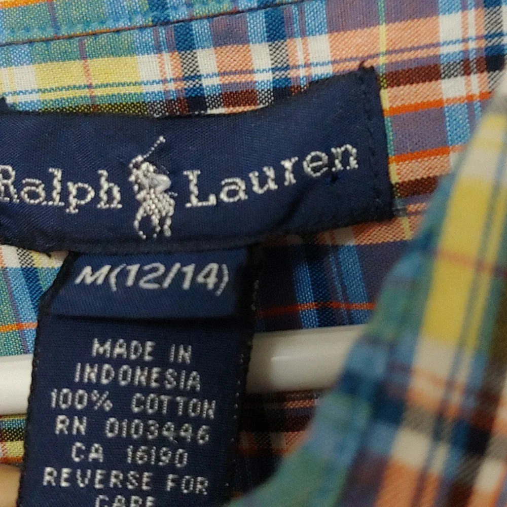 Ralph Lauren Short Sleeve Button Down Plaid shirt. Size Medium 12-14